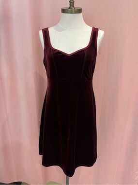 Vintage Burgundy Velvet Mini Dress Sweetheart Neckline Whismygoth Dark Romance